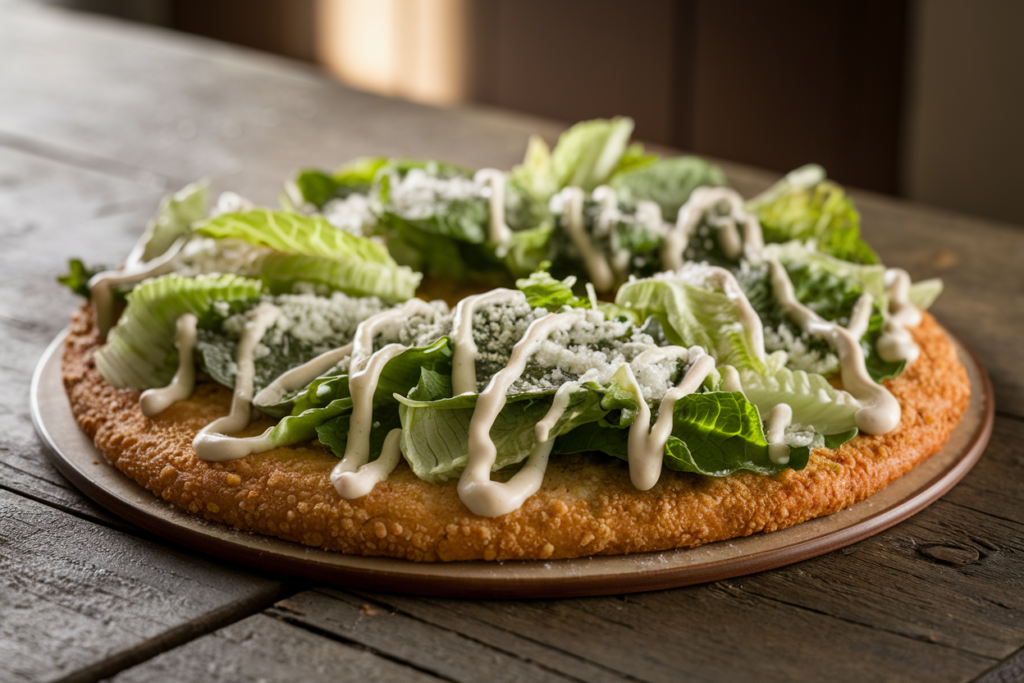 Chicken Crust Caesar Salad Pizza